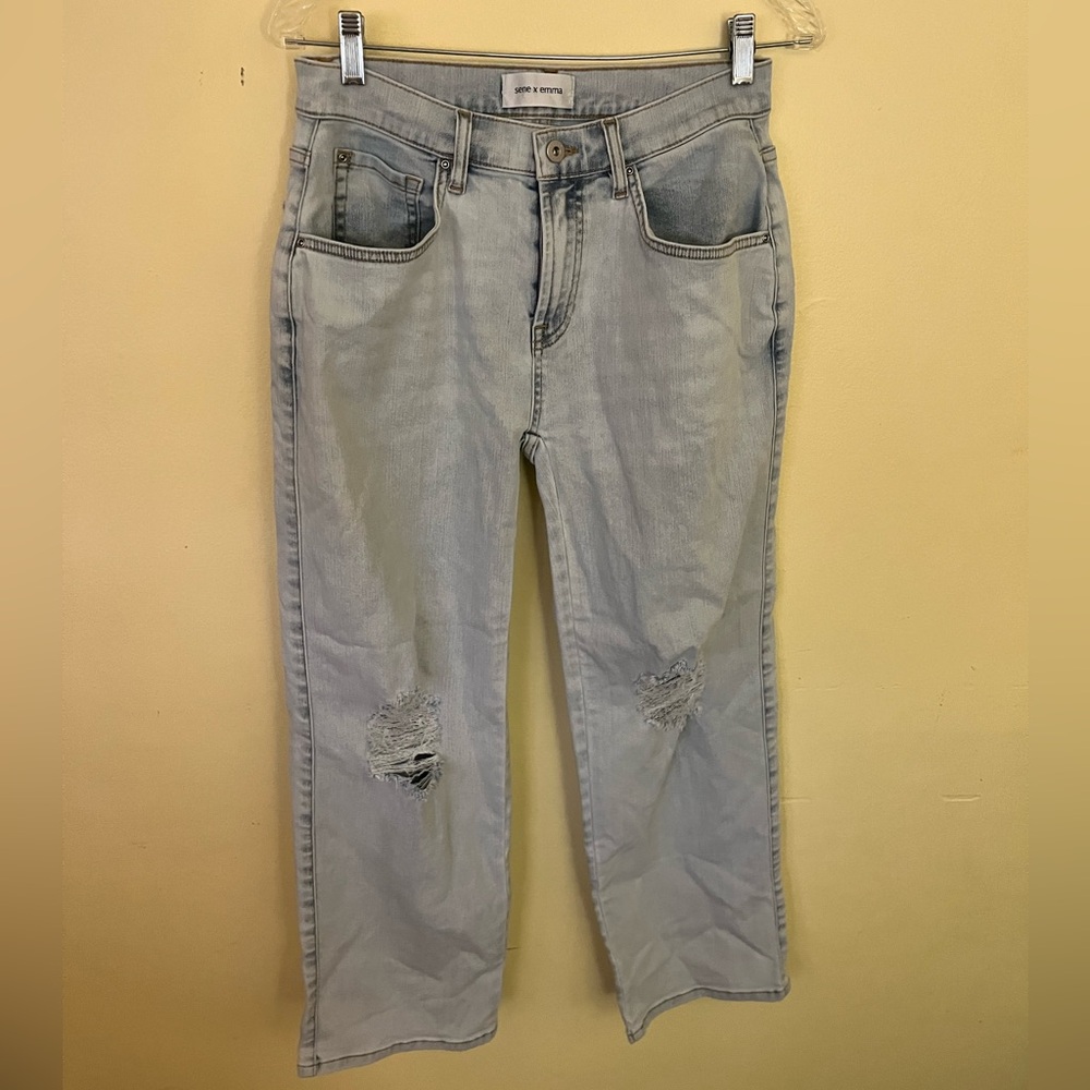 Sene X Emma Light Blue Custom Distressed Jeans